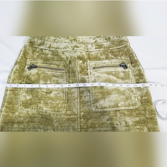 Free People Dust to Dust Velvet Yellowish Green Mini Skirt - Picture 11 of 12